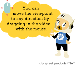 You can move the viewpoint to any direction by  dragging in the video with the mouse.